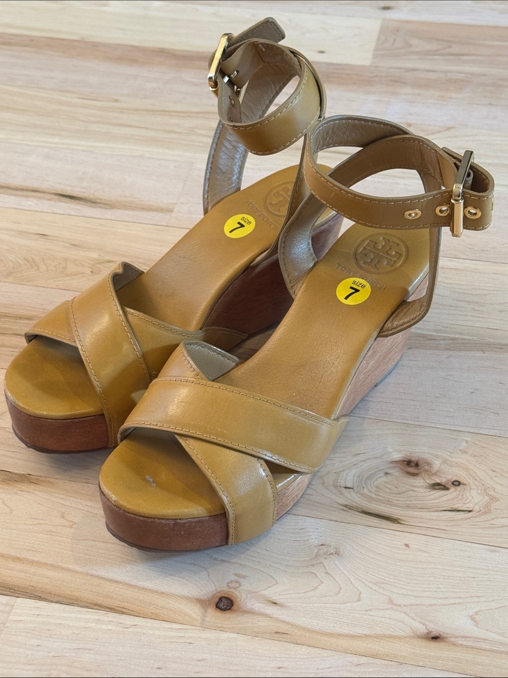 Tory Burch Almita Wood Wedge Platform Sandals Women's 7